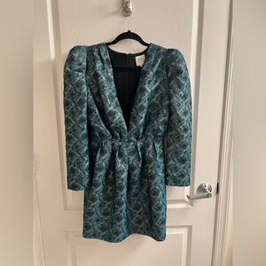 Elegant Teal Plunge Dress